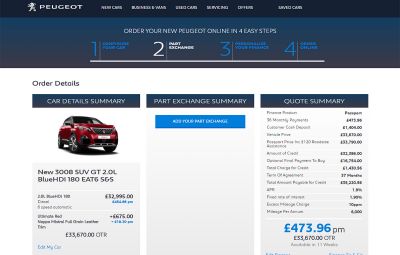 Peugeot - comenzi on-line Marea Britanie